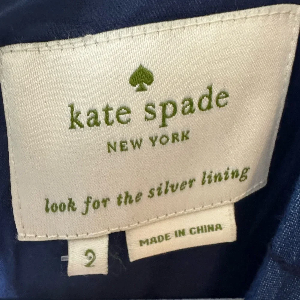 Kate Spade Quilted Chambray Shift Dress Sz 2 Dark Blue Short Sleeve‎ Teacher